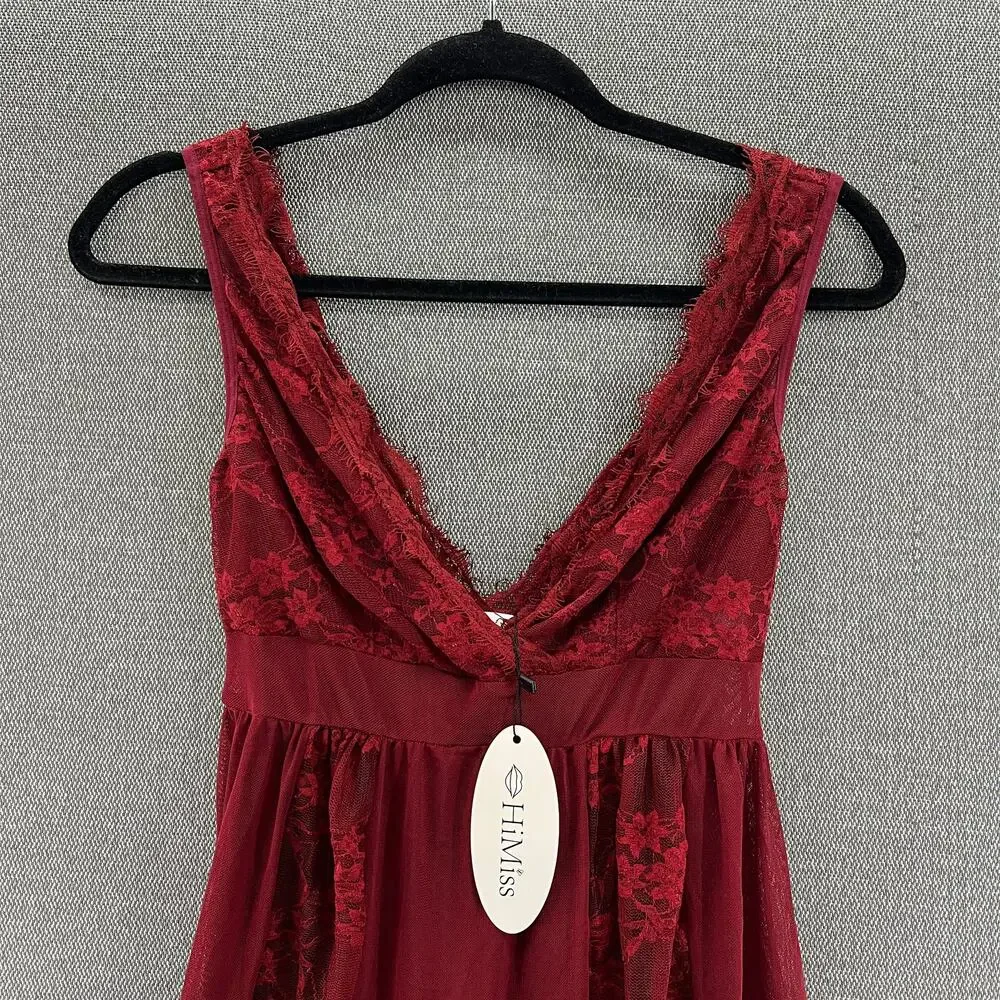 HiMiss Women's Sheer Lace Burgundy Lingerie Lightweight Soft Scratch‎ Size Small